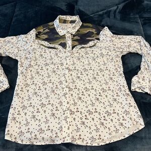 Floral and Camo Button-Up Shirt